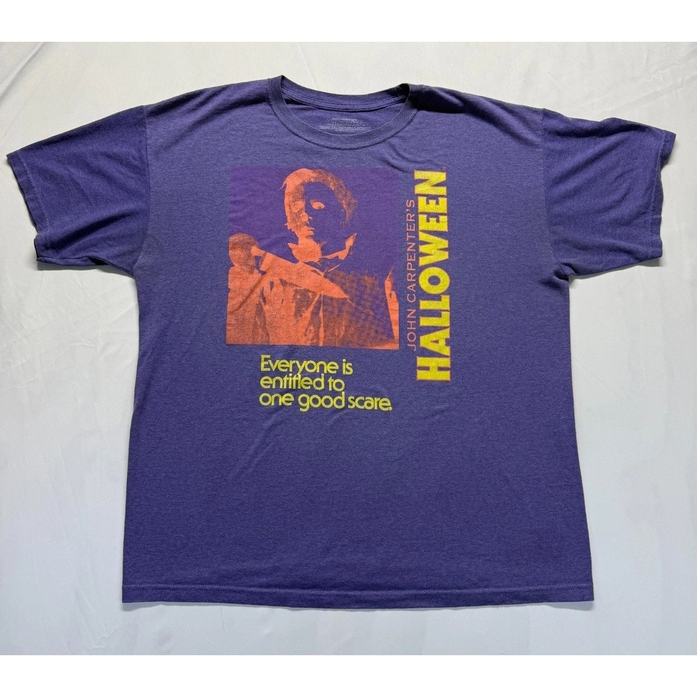 John Carpenter's T Shirt Mens Large Purple Graphic Print Halloween Michael Myers